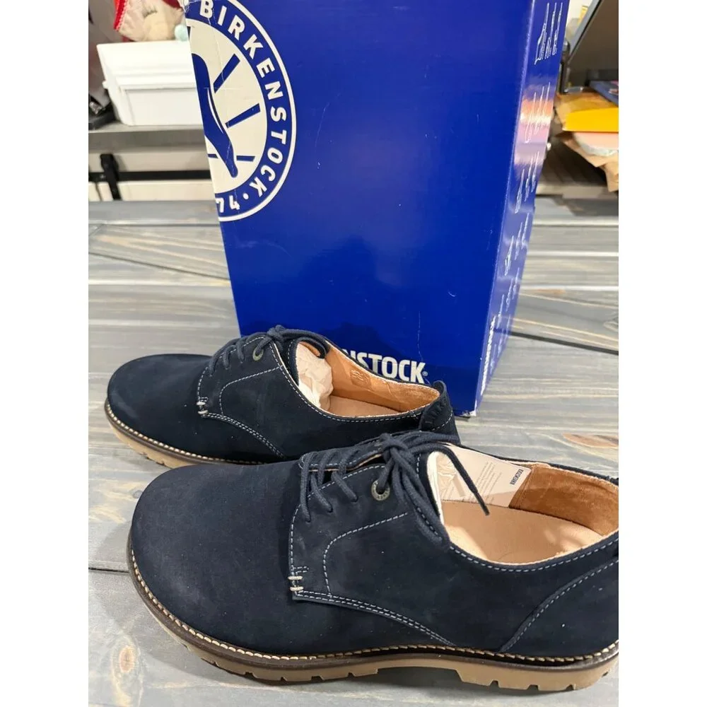 Birkenstock Unisex Pasadena Night Blue Suede Lace-Up Shoes EU Size 43 Normal Fit - Picture 7 of 10